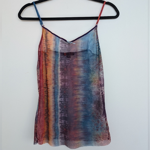 Vintage Express Rainbow Sheer Mesh Raw Hem Bow Detail Adjustable Cami Lace Trim - Picture 15 of 15